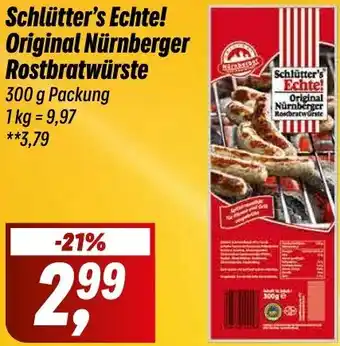 Simmel Schlütter's Echte! Original Nürnberger Rostbratwürste 300 g Packung Angebot