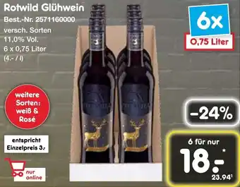 Netto Marken-Discount Rotwild Glühwein 6x0,75 Liter Angebot