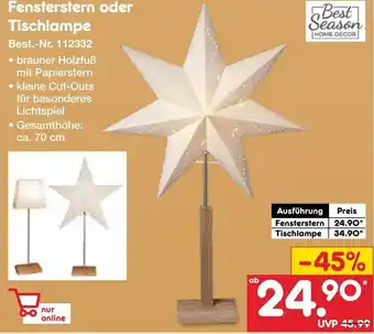 Netto Marken-Discount Best Season Fensterstern oder Tischlampe Angebot