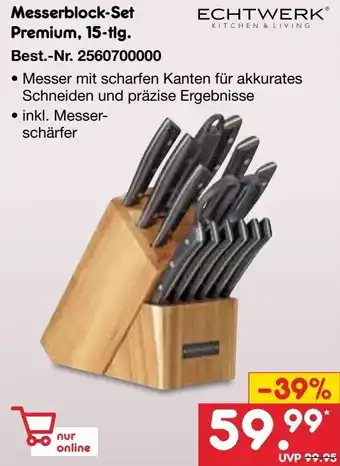 Netto Marken-Discount ECHTWERK Messerblock-Set Premium, 15-tlg. Angebot