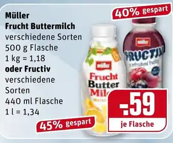 REWE Center Müller Frucht Buttermilch 500g oder Fructiv Angebot