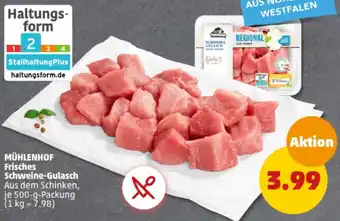 PENNY MÜHLENHOF Frisches Schweine-Gulasch 500 g Packung Angebot