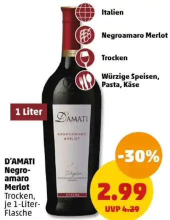 PENNY D'AMATI Negroamaro Merlot 1 Liter Angebot