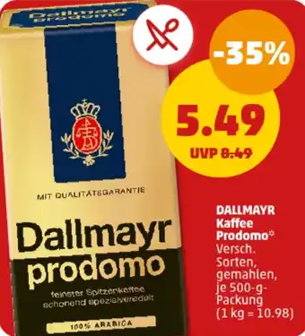 PENNY DALLMAYR Kaffee Prodomo 500 g Packung Angebot