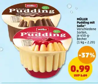 PENNY MÜLLER Pudding mit Soße 450 g Becher Angebot