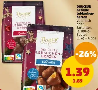 PENNY DOUCEUR Gefüllte Lebkuchenherzen 300 g Beutel Angebot