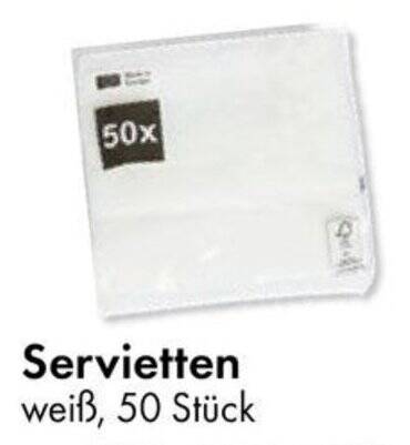 Servietten weiß, 50 Stück Angebot bei TEDi