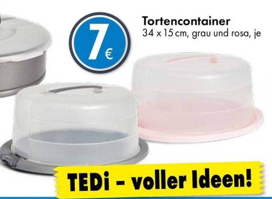Tortencontainer 34 x 15 cm, grau und rosa Angebot bei TEDi