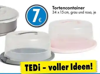 TEDi Tortencontainer 34 x 15 cm, grau und rosa Angebot