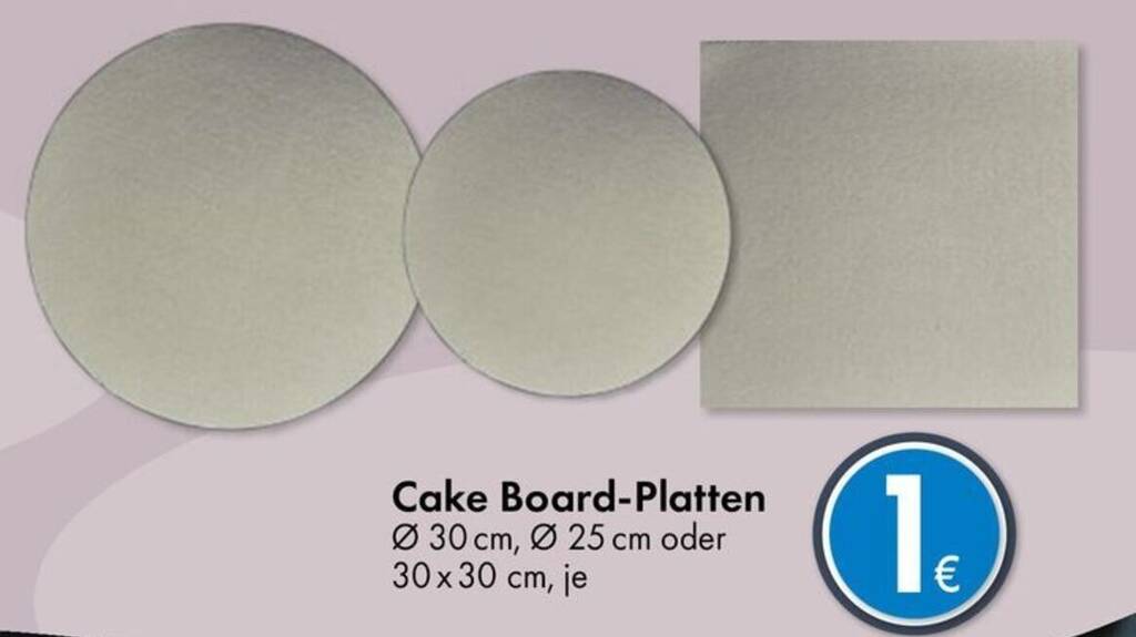 Cake Board-Platten Ø 30 cm, Ø 25 cm oder 30x30 cm Angebot bei TEDi