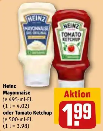 REWE Heinz Mayonnaise 495-ml-Fl. oder Tomato Ketchup 500-ml-Fl. Angebot