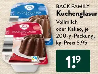 Aldi Süd BACK FAMILY Kuchenglasur 200 g Packung Angebot