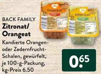 Aldi Süd BACK FAMILY Zitronat/ Orangeat 100 g Packung Angebot