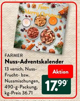 Aldi Süd FARMER Nuss-Adventskalender 490 g Packung Angebot