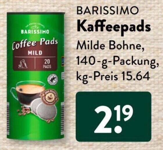 BARISSIMO Kaffeepads 140 g Packung Angebot bei Aldi Süd