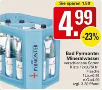 WEZ Bad Pyrmonter Mineralwasser Kiste 12x0,75Ltr. Flasche Angebot