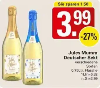 WEZ Jules Mumm Deutscher Sekt 0,75Ltr.Flasche Angebot