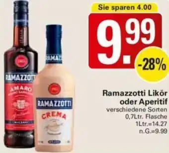 WEZ Ramazzotti Likör oder Aperitif 0,7Ltr.Flasche Angebot