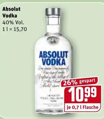 REWE Center Absolut Vodka 0,7L Angebot