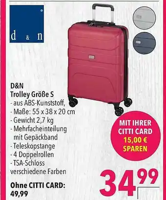 CITTI Markt D&n Trolley Größe S Angebot