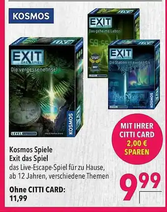 CITTI Markt Kosmos Spiele Exit Das Spiel Angebot