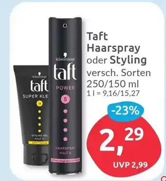 Budni Schwarzkopf Taft Haarspray oder Styling versch. Sorten 250/150ml Angebot