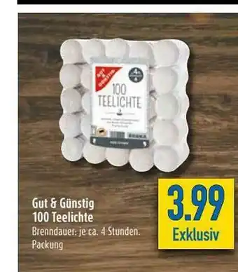 diska Gut & Günstig 100 Teelichte Angebot