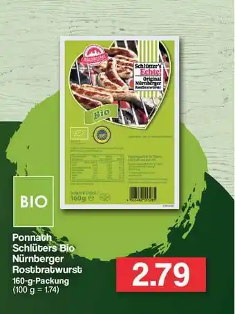 Famila Nord Ost Ponnath Schlüters Bio Nürnberger Rostbratwurst Angebot