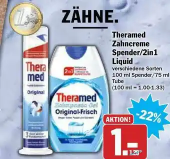 Hit Theramed Zahncreme Spender 2in1 Liquid Angebot