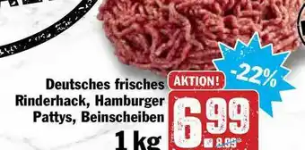 Hit Deutsches Frisches Rinderhack, Hamburger Pattys, Beinscheiben Angebot