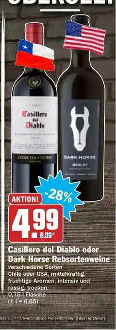 Hit Casillero Del Diablo Oder Dark Horse Rebsortenweine Angebot