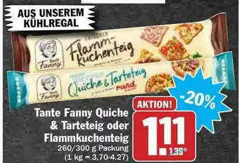 Hit Tante Fanny Quiche & Tarteteig Oder Flammkuchenteig Angebot