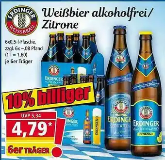 Norma Erdinger Weißbier Alkoholfrei Oder Zitrone Angebot