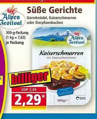 Norma Alpen Festival Süße Gerichte Angebot