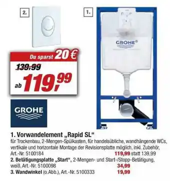 toom Baumarkt Vorwandelement „rapid Sl” Grohe Angebot