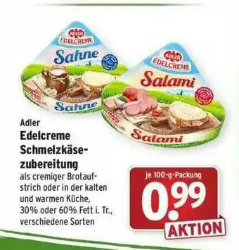 Wasgau Adler Edelcreme Schmelzkäse-zubereitung Angebot