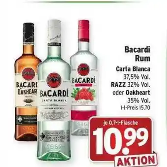 Wasgau Bacardi Rum Carta Blanca, Razz Oder Oakheart Angebot