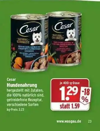 Wasgau Cesar Hundenahrung Angebot