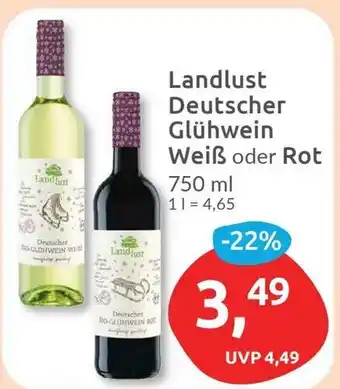 Budni Landlust Deutscher Glühwein Weiß oder Rot 750ml Angebot