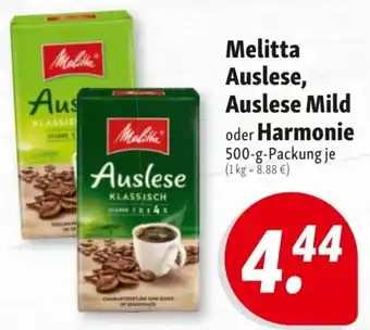 Nah & Frisch Melitta Auslese, Auslese Mild oder Harmonie 500 g Packung Angebot