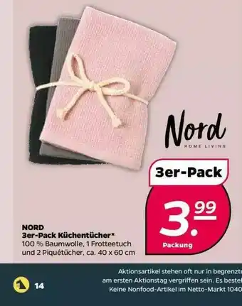 NETTO Nord 3er-pack Küchentücher Angebot