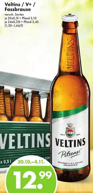 Trink und Spare Veltins / V+ / Fassbrause 20x0,5/24x0,33 L Angebot