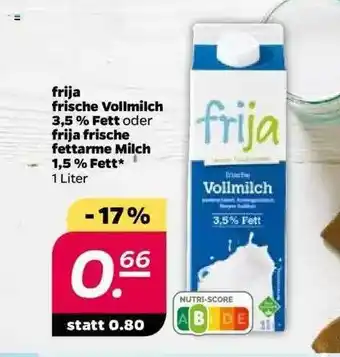 NETTO Frija Frische Vollmilch 3.5% Fett Oder Frija Frische Fettarme Milch 1.5% Fett Angebot