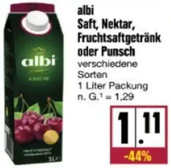 nah & gut albi Saft, Nektar, Fruchtsaftgetränk oder Punsch 1 Liter Packung Angebot