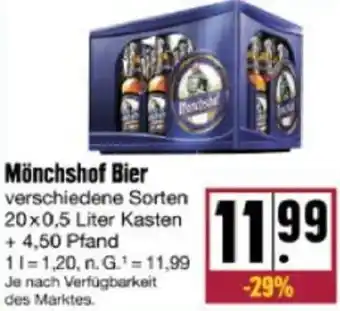 nah & gut Mönchshof Bier 20x0,5 Liter Kasten Angebot