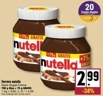 nah & gut Ferrero nutella Nuss-Nugat-Creme 750 g Glas Angebot