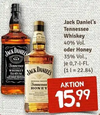 nahkauf Jack Daniel's Tennessee Whiskey oder Honey 0,7 L-Fl. Angebot