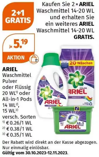 Müller ARIEL Waschmittel Angebot