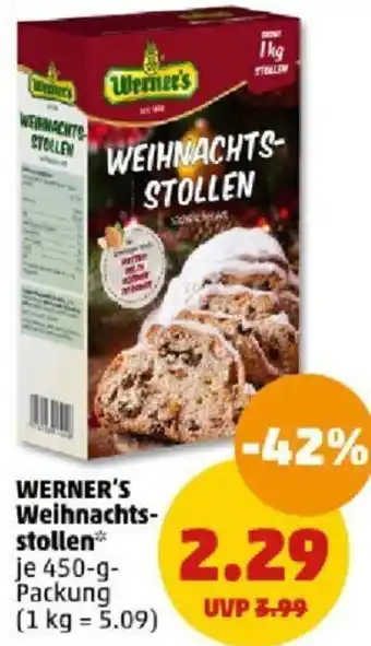 PENNY WERNER'S Weihnachtsstollen 450 g Packung Angebot