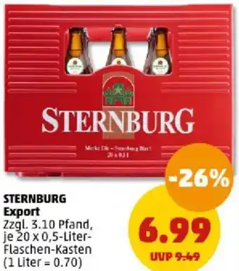 PENNY STERNBURG Export  20 x 0,5 Liter Flaschen Kasten Angebot